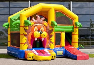 Σπίτι Combo αναπήδησης λιονταριών αλτών με τη στέγη/το μικρό παιδί Bouncy Castle Mutiplay Overdekt Leeuw