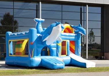 Διάσημο μπλε δελφινιών Κόμματος του Castle αναπήδησης υλικό PVC σπιτιών ανθεκτικό