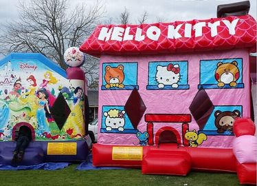 Ρόδινη γειά σου διογκώσιμη ψευτοπαλλικαράς γατακιών, χτύπημα - επάνω παιδιά Bouncy Castle για τη διασκέδαση κατωφλιών