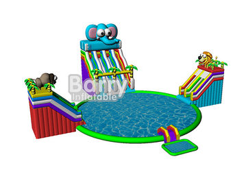Τα θερινά παιδιά παίζουν τα παιχνίδια πάρκων, διογκώσιμο πάρκο νερού ελεφάντων με το CE, EN14960