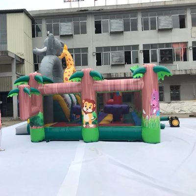Παιδική χαρά με θέμα τη ζούγκλα Φουσκωτό λούνα παρκ Jumping Castle με τσουλήθρα