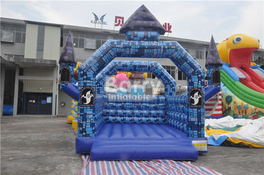 0.55mm PVC διογκώσιμο σπίτι Castle Bouncy φραγμών ψευτοπαλλικαράδων μπλε για το φεστιβάλ αποκριών
