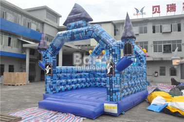0.55mm PVC διογκώσιμο σπίτι Castle Bouncy φραγμών ψευτοπαλλικαράδων μπλε για το φεστιβάλ αποκριών