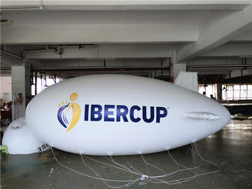 6m μακροχρόνιο λευκό πηδαλιουχούμενων εύκαμπτων αερόστατων ηλίου διογκώσιμο για την αντίσταση πυρκαγιάς προώθησης διαφήμισης