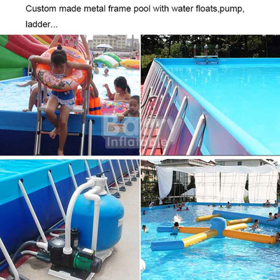 Φορητή λίμνη νερού πλαισίων ανοξείδωτου που κολυμπά τον εξοπλισμό παιχνιδιών PVC 0.9mm