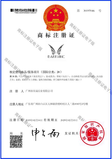 Κίνα Guangzhou Barry Industrial Co., Ltd Πιστοποιήσεις
