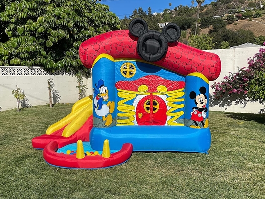 0.55mm PVC διογκώσιμο ψευτοπαλλικαράδων της Disney Mickey Mouse διασκέδασης σπίτι αναπήδησης σπιτιών υπαίθριο με τη φωτογραφική διαφάνεια