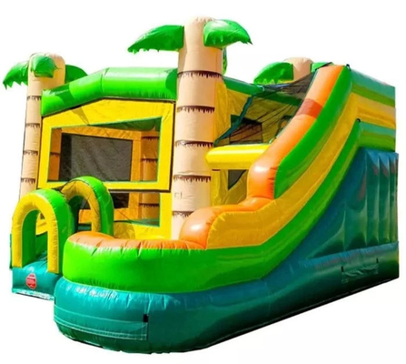Σπίτι Χρησιμοποιήστε φουσκωτό ζούγκλα Bounce House με Slide Palm Tree φουσκωτό bouncer