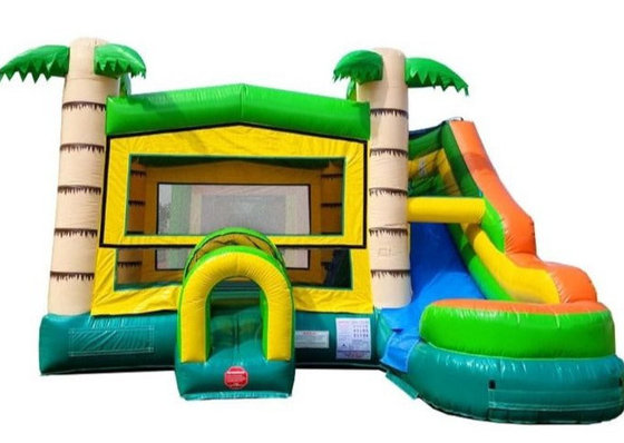Σπίτι Χρησιμοποιήστε φουσκωτό ζούγκλα Bounce House με Slide Palm Tree φουσκωτό bouncer