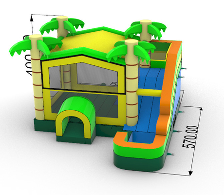 Σπίτι Χρησιμοποιήστε φουσκωτό ζούγκλα Bounce House με Slide Palm Tree φουσκωτό bouncer