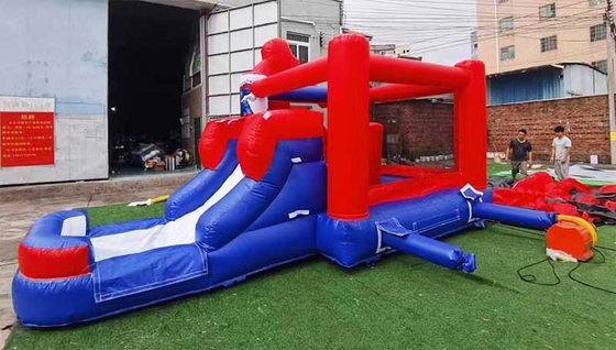 Εσωτερικό / εξωτερικό Spiderman Bounce House με διαδρόμιο για θεματικά παιδικά πάρτι