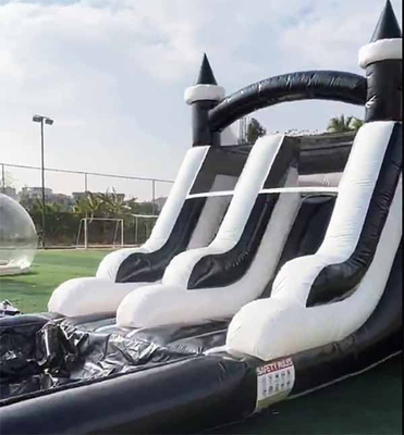 Εσωτερικό/εξωτερικό Μαύρο και Λευκό Tuxedo Bounce House Πυροβόλο υδατικό διαδρόμιο για πάρτι