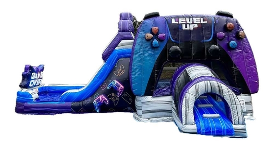 Προσαρμογή και ανθεκτικό Level Up Gamer Bounce House με διαδρόμιο για πάρκο διασκέδασης