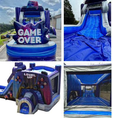 Προσαρμογή και ανθεκτικό Level Up Gamer Bounce House με διαδρόμιο για πάρκο διασκέδασης