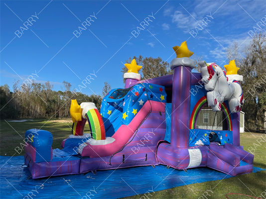 Εμπορικά φουσκωτά υδατικά διαδρόμια Combo Bouncer Unicorn Jumper Jumping Moon Bouncy Castles Bounce House