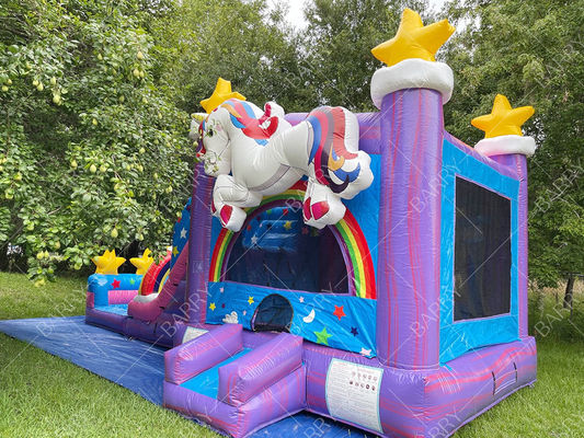 Εμπορικά φουσκωτά υδατικά διαδρόμια Combo Bouncer Unicorn Jumper Jumping Moon Bouncy Castles Bounce House