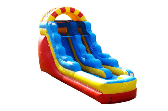 Εμπορικό φουσκωτό νεροτσουλήθρα 15ft με διπλή λωρίδα και μεγάλη πισίνα, φουσκωτή νεροτσουλήθρα για παιδιά