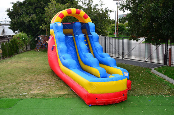Εμπορικό φουσκωτό νεροτσουλήθρα 15ft με διπλή λωρίδα και μεγάλη πισίνα, φουσκωτή νεροτσουλήθρα για παιδιά