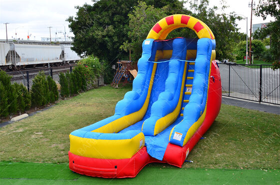 Εμπορικό φουσκωτό νεροτσουλήθρα 15ft με διπλή λωρίδα και μεγάλη πισίνα, φουσκωτή νεροτσουλήθρα για παιδιά