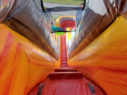 T-Rex Jungle Theme Inflatable Slide Commercial Grade Backyard Blow up Water Slides With Pool for Kids and Adults With Blower