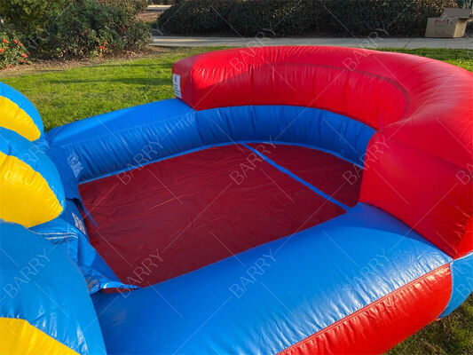 Φουσκωτή νεροτσουλήθρα με θέμα το ουράνιο τόξο με πισίνα, πολύχρωμος εξοπλισμός παιχνιδιού νερού για παιδιά σε εξωτερικούς χώρους με λάκκο με μπάλες