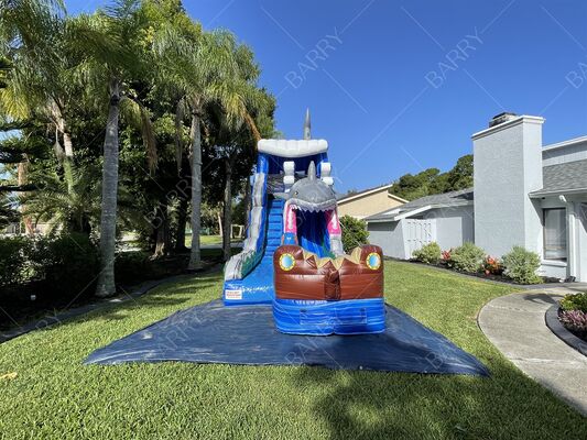 Θέμα καρχαρία πάχος PVC φουσκωτό πάρκο νερού πισίνα για παιδιά