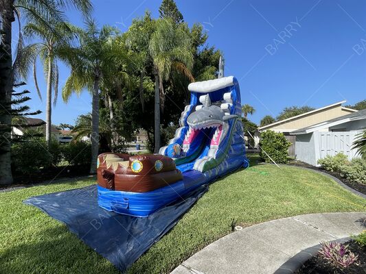 Θέμα καρχαρία πάχος PVC φουσκωτό πάρκο νερού πισίνα για παιδιά