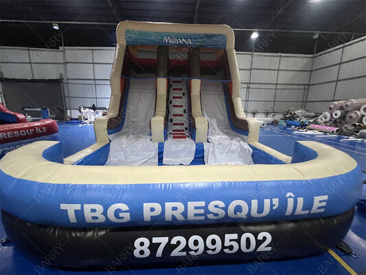 Φουσκωτή Τσουλήθρα Διπλής Λωρίδας με Θέμα τη Moana, Εμπορικής Ποιότητας, για Παιδιά, με Πισίνα