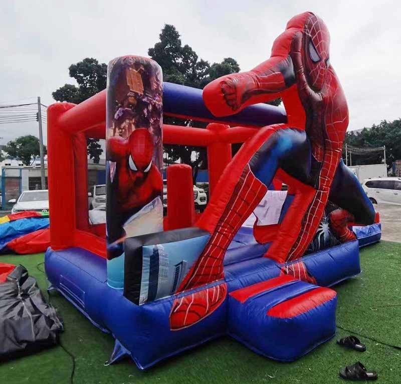 Εσωτερικό / εξωτερικό Spiderman Bounce House με διαδρόμιο για θεματικά παιδικά πάρτι