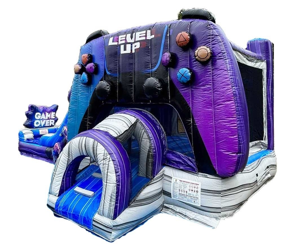 Προσαρμογή και ανθεκτικό Level Up Gamer Bounce House με διαδρόμιο για πάρκο διασκέδασης