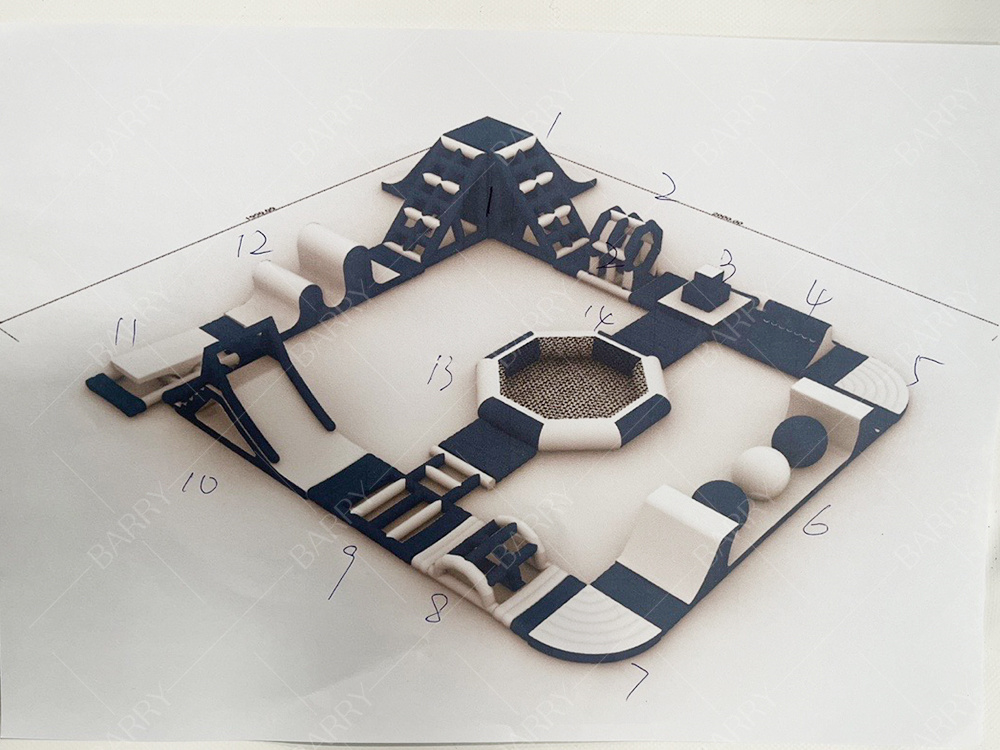 Σχεδιασμός μόδας Φουσκωτό Πάρκο Νερού Φουσκωτό Φουσκωτό Πάρκο Νερού Επιχειρηματικό Θερινό Πάρκο Νερού